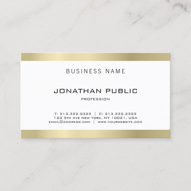 Elegant Modern Trendy Gold Look Plain Luxury Business Card (Front)