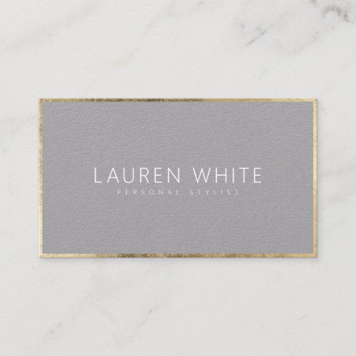 Elegant modern trendy gold minimalist gray kraft business card