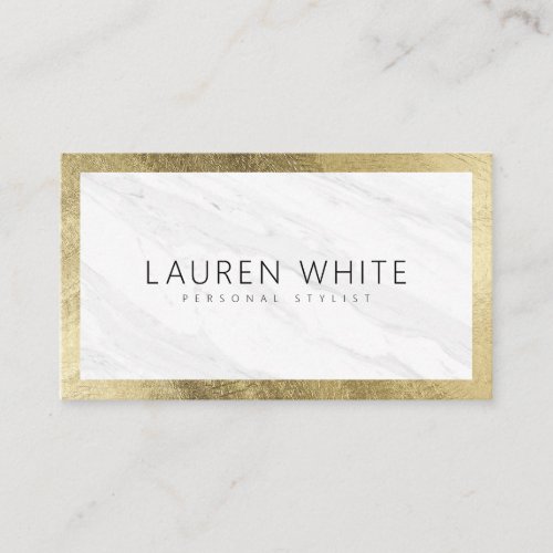 Elegant modern trendy gold white marble minimalist business card