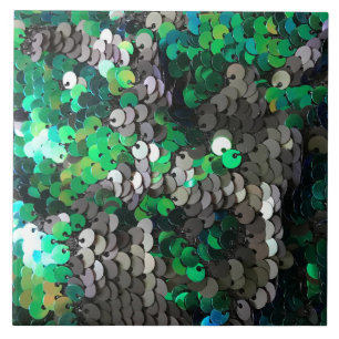 Elegant modern trendy green gray sequins  ceramic tile