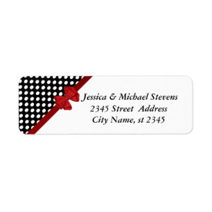 Elegant modern trendy red bow Polka dots wedding Label