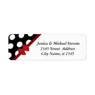 Elegant modern trendy red bow Polka dots wedding Label