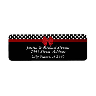 Elegant modern trendy red bow Polka dots wedding Label