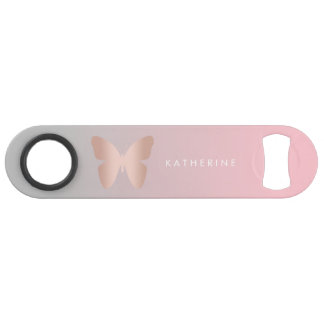Elegant modern trendy rose gold butterfly bar key