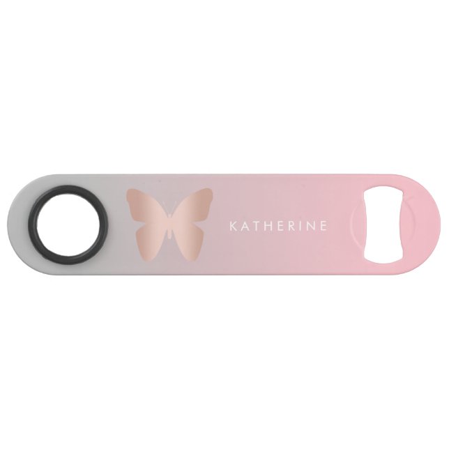 Elegant modern trendy rose gold butterfly bar key (Front (Horizontal))