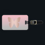 Elegant modern trendy rose gold butterfly luggage tag<br><div class="desc">Beautiful butterfly design in faux rose gold,  pink & grey.</div>