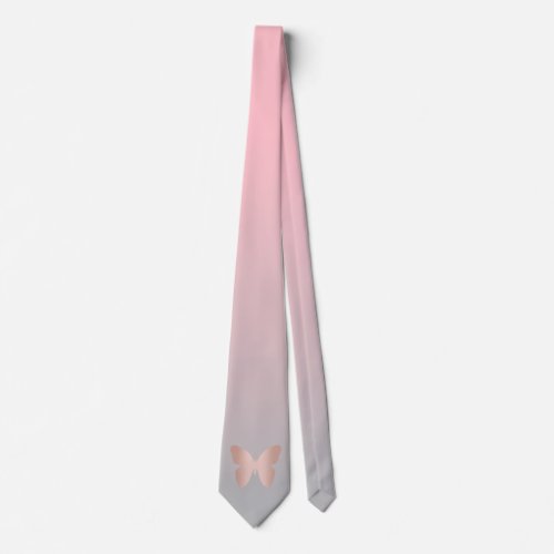 Elegant modern trendy rose gold butterfly neck tie