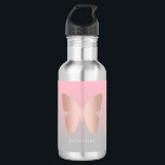 Elegant modern trendy rose gold butterfly stainless steel water bottle<br><div class="desc">Beautiful butterfly design in faux rose gold,  pink & grey.</div>