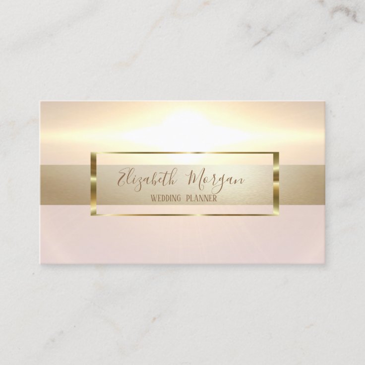 Elegant Modern Trendy Shiny Gold Frame Business Card | Zazzle