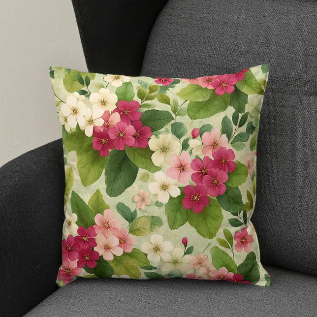 Elegant Modern Trendy Stylish Pink White Floral Throw Pillow (Creator Uploaded)