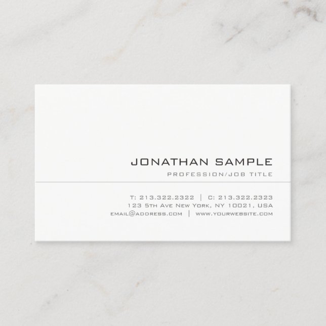 Elegant Modern Trendy Stylish Sleek Professional Business Card (Front)