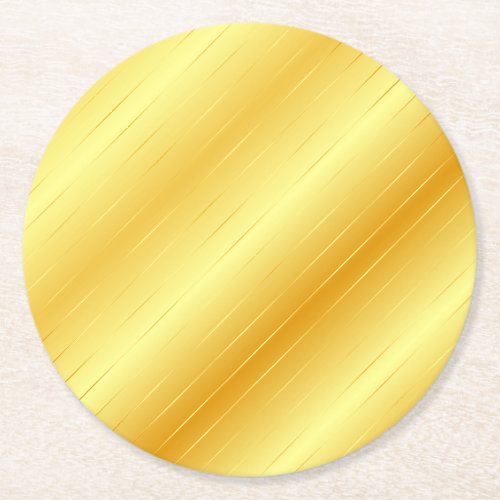 Elegant Modern Trendy Template Custom Gold Look Round Paper Coaster