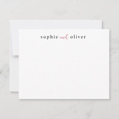 Elegant Modern Trendy Two Names Couple Stationery Note Card