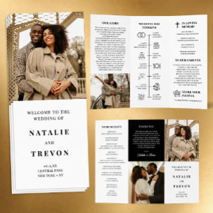 Elegant Modern Trifold Wedding Program with Photos Brochure