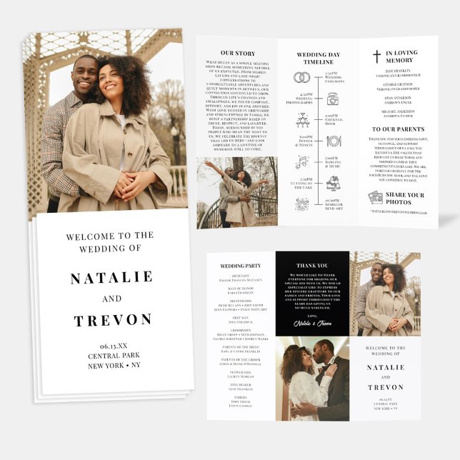 Elegant Modern Trifold Wedding Program with Photos Brochure (Creator Uploaded)