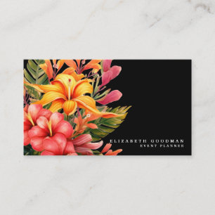 Elegant Modern Tropical Black Business Cards