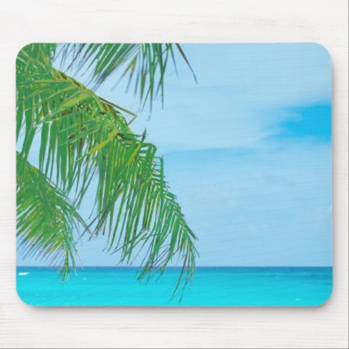 Elegant Modern Tropical Template Palms Blue Sky Mouse Pad