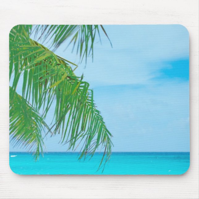Elegant Modern Tropical Template Palms Blue Sky Mouse Pad (Front)