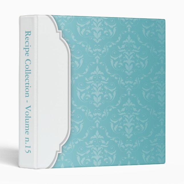 Elegant Modern Turquoise Damask custom Binder (Front/Spine)