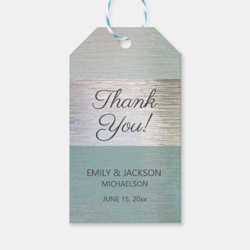 Elegant Modern Turquoise Silver Wedding Thank You  Gift Tags