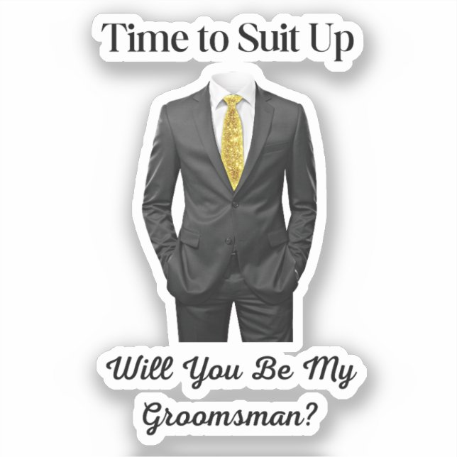 elegant modern tuxedo groomsman proposal sticker (Front)