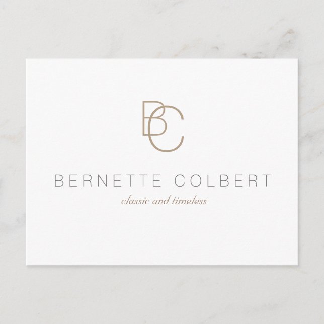 Elegant Modern Two Initial Monogram  Postcard (Front)