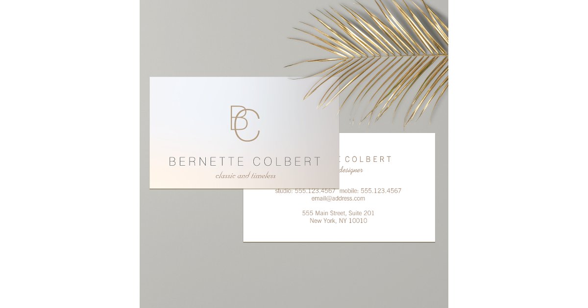 Elegant Modern Two Initial Monogram Professional 2 Business Card | Zazzle