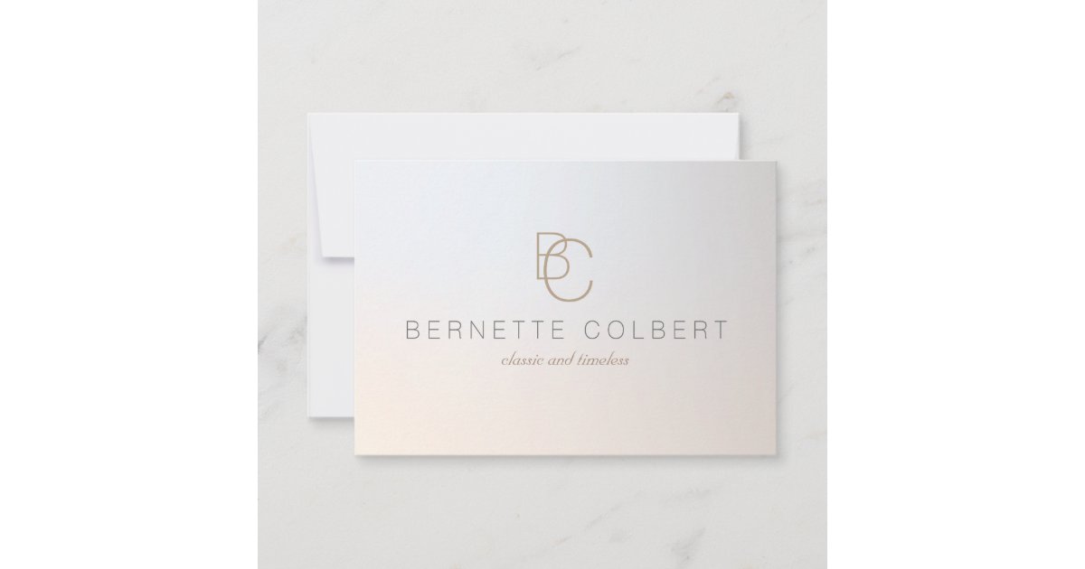 Elegant Modern Two Initial Monogram Professional 2 Thank You Card | Zazzle