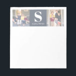 Elegant Modern Two Photo Monogram Family Name Notepad<br><div class="desc">The design features two of your favorite photos,  monogram initial and name. 
Photography © Storytree Studios,  Stanford,  CA</div>
