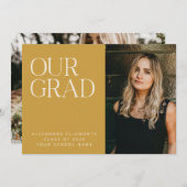 Elegant Modern Two Photo Yellow Simple Graduation Announcement (Front/Back)