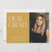 Elegant Modern Two Photo Yellow Simple Graduation Announcement (Front)