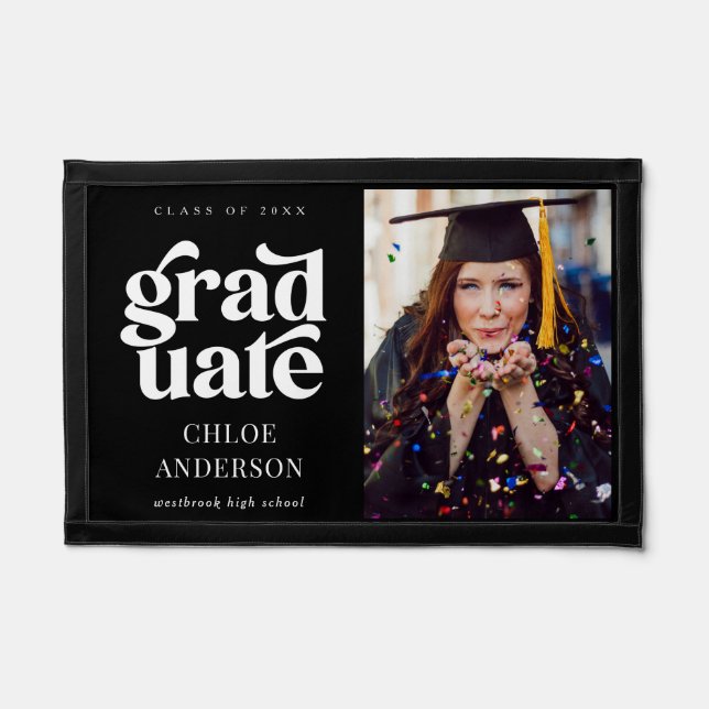 Elegant Modern Type Photo Graduation Pennant (Front)