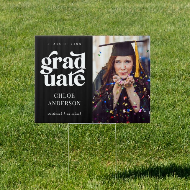 Elegant Modern Type Photo Graduation Yard Sign (Insitu)