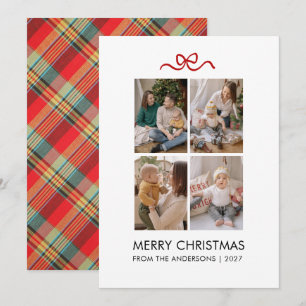 Elegant Modern Typography 4 Photo Christmas Holiday Card