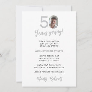 Elegant Modern Typography 50th Birthday Photo   Invitation
