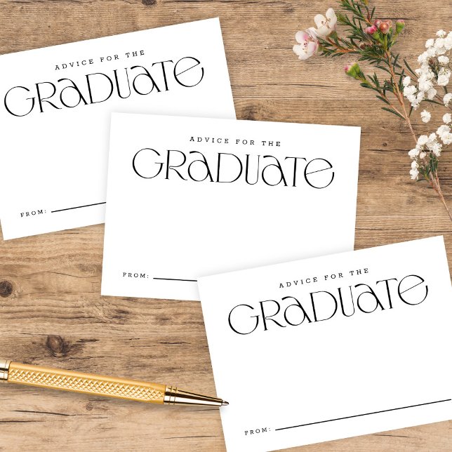 Elegant Modern Typography B+W  Graduation Advice Enclosure Card (Creator Uploaded)