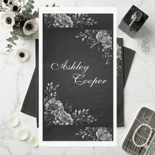 Elegant Modern Typography Black & White Monochrome Paper Guest Towels