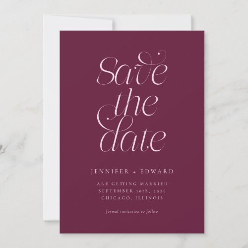 Elegant Modern Typography Cranberry Wedding Save The Date