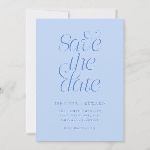 Elegant Modern Typography Icy Blue Wedding Save The Date