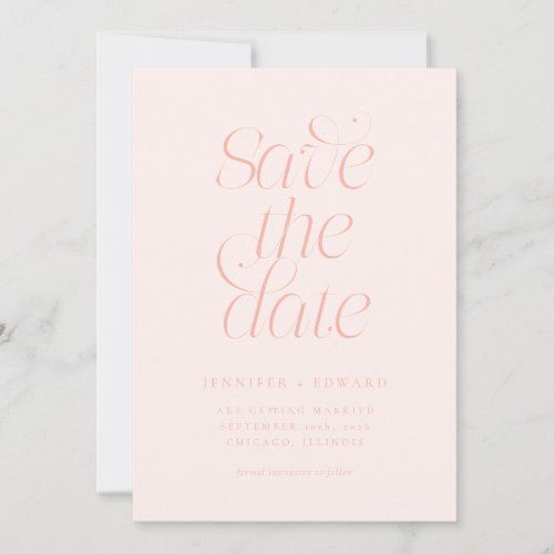 Elegant Modern Typography Peach Wedding Save The Date
