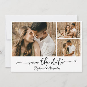 Elegant Modern Typography Photo Collage Wedding Save The Date