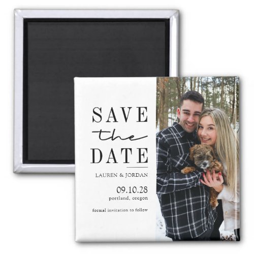 Elegant Modern Typography Photo Save the Date Magnet
