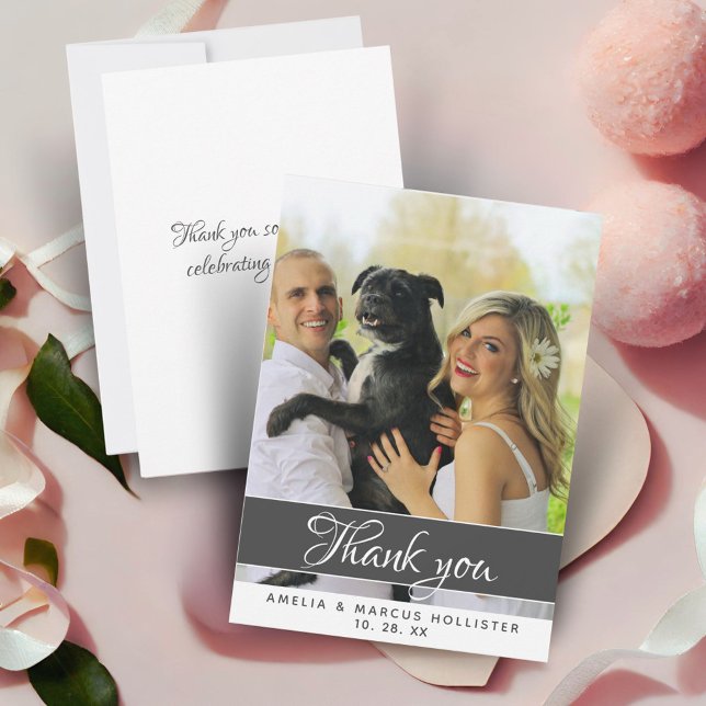 Elegant Modern Typography Photo Thank you Card (Creator Uploaded)