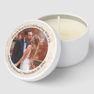 elegant modern typography photo wedding thank you mini candle favors