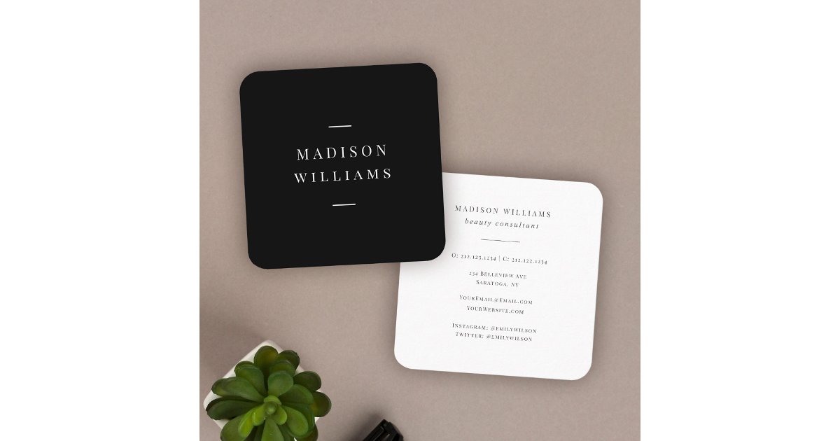 Elegant Modern Typography Professional Simple Chic Square Business Card ...