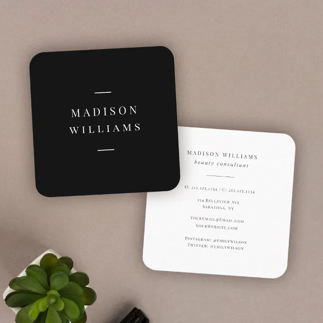 Elegant Modern Typography Professional Simple Chic Square Business Card ...