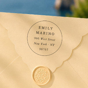 Elegant Modern Typography Round Return Address Rubber Stamp