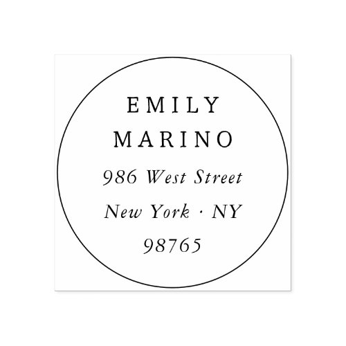 Elegant Modern Typography Round Return Address Rubber Stamp