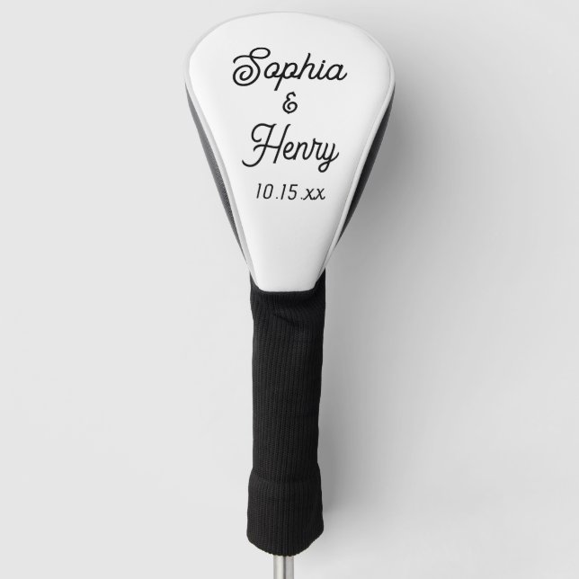 Elegant Modern Typography Script Wedding Golf Head Cover (Front)