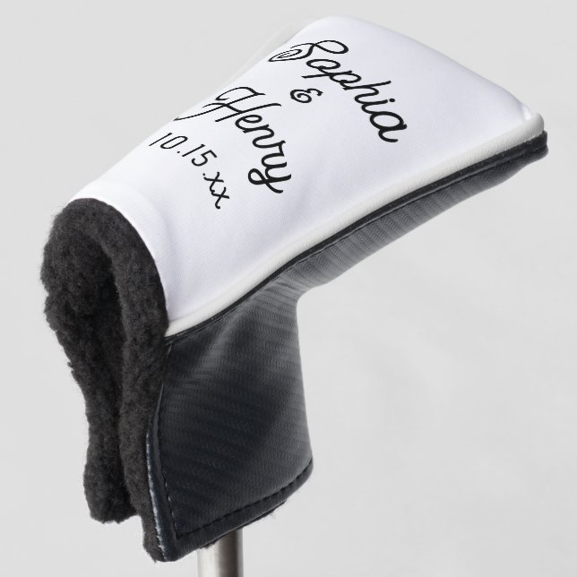 Elegant Modern Typography Script Wedding Golf Head Cover (3/4 Front)